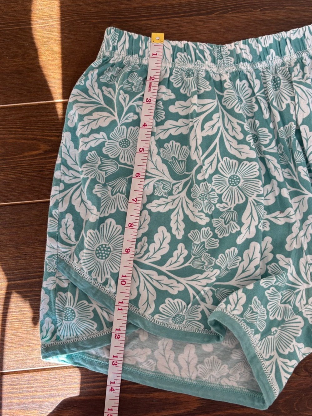 Garnet Hill Asian Wrap Organic Cotton Shorty Pajama Set Floral Aqua Size Small - Picture 3 of 15